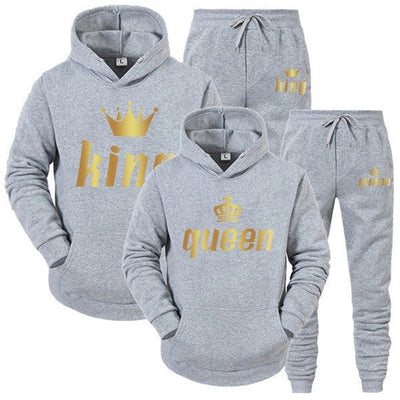 Matching King and Queen Couple Hoodies and Joggers Set - Perfect His and Hers Outfit - - Suits & Sets - Carvan Mart