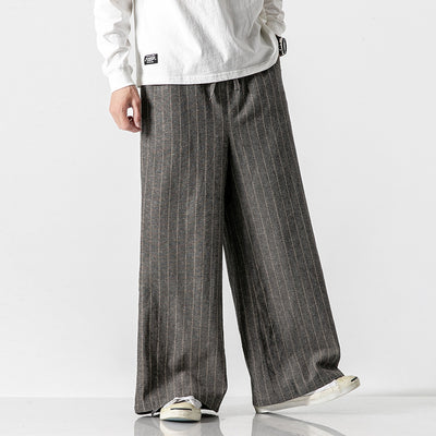 Linen Striped Harem Pants - Stylish High-Waist Wide-leg Trousers for Men - - Men's Pants - Carvan Mart