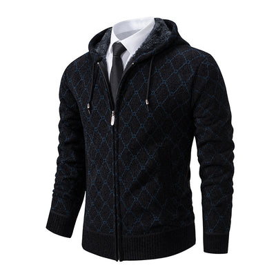 Men's Fashionable Knit Hoodie - Warm Winter Zip-Up Sweater Jacket - - Men's Sweaters - Carvan Mart