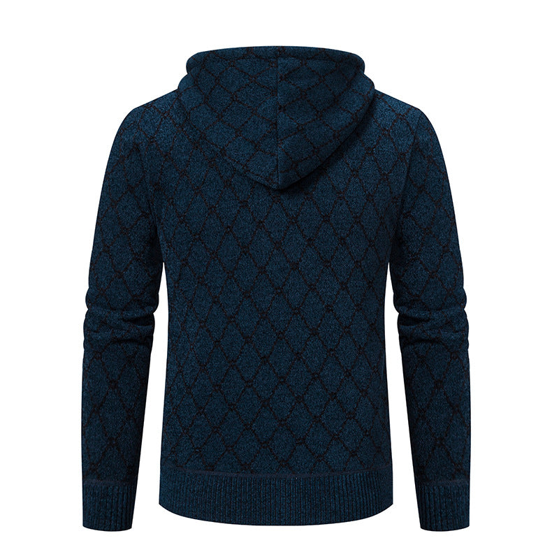 Men's Fashionable Knit Hoodie - Warm Winter Zip-Up Sweater Jacket - - Men's Sweaters - Carvan Mart