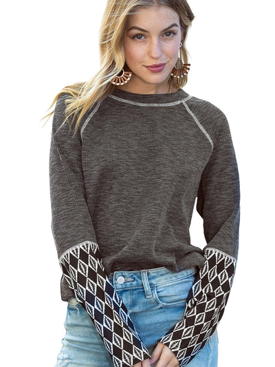 Women's Round-neck Long-sleeved Pullover Top - Carvan Mart