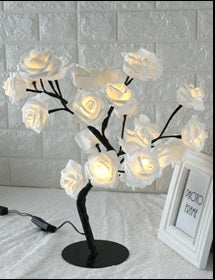 Led Tree Lamp Rose Small Tree Lamp Modeling Table Lamp - Black white - Led Lighting - Carvan Mart