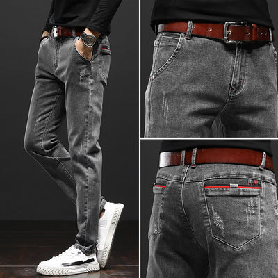 Men's Stylish Jeans Pants Comfortable Youth Pants - Z004Grey - Men's Jeans - Carvan Mart