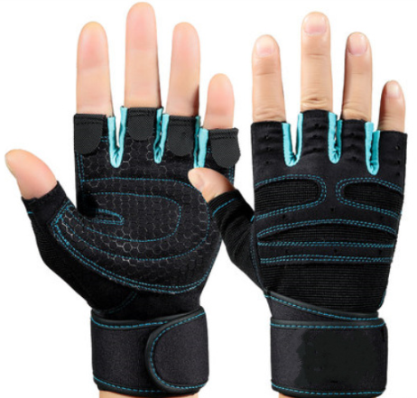 Half finger gym gloves - Blue - Men's Gloves - Carvan Mart