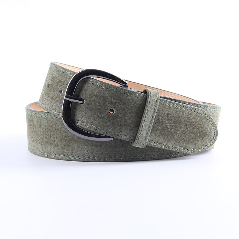 Ladies alloy pin buckle frosted decorative belt - Army Green - Belts & Cummerbunds - Carvan Mart