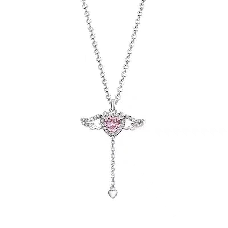 Cupid Heart Angel Wings Tassel Necklace Clavicle Chain - Carvan Mart Ltd
