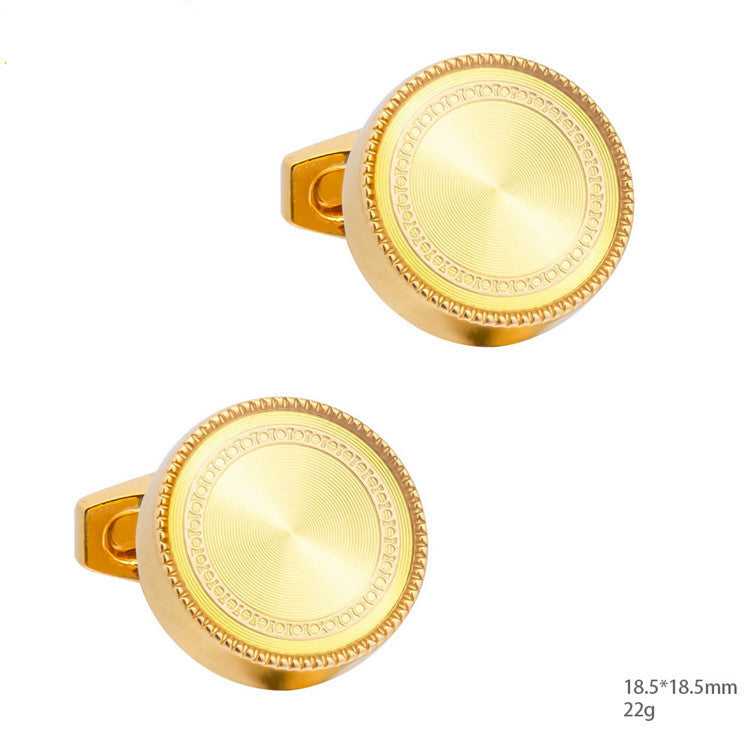 Round CD Accessories Enamel Cufflinks For Men - CA1002 5 Copper - Men's Jewelry - Carvan Mart