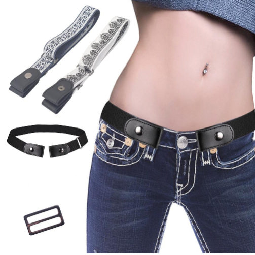 Creative Lazy Belt Fat Elastic Belt Men And Women Outdoor Sports Elastic Invisible Belt Vintage Print No Buckle Stretch Plus Belt - Carvan Mart