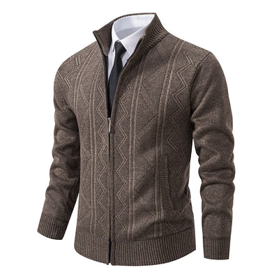 Winter Men Woolen Sweater Men's Cardigan Coat Stand Collar - Carvan Mart