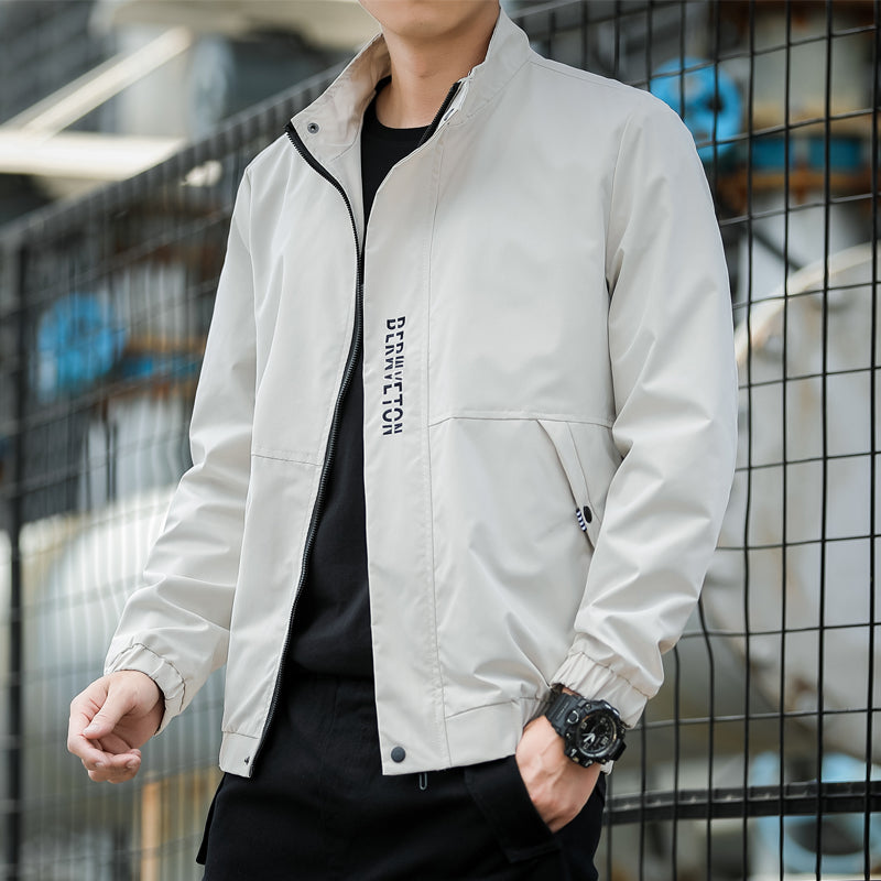 Casual Jacket Men Baseball Uniform Trendy Top - White - Men's Jackets & Coats - Carvan Mart