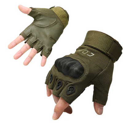 Tactical Gloves Army Military Men Gym Fitness Riding Half Finger Rubber Knuckle Protective Gear Male Tactical Gloves - Army green B - Men's Gloves - Carvan Mart