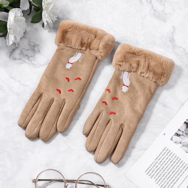 Gloves women winter suede gloves - - Women Gloves & Mittens - Carvan Mart