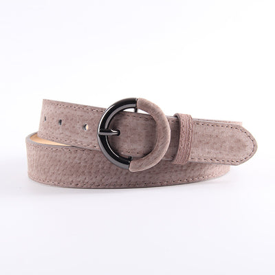 Round buckle belt wild lady pin buckle decorative belt - Taupe 105cm - Belts & Cummerbunds - Carvan Mart