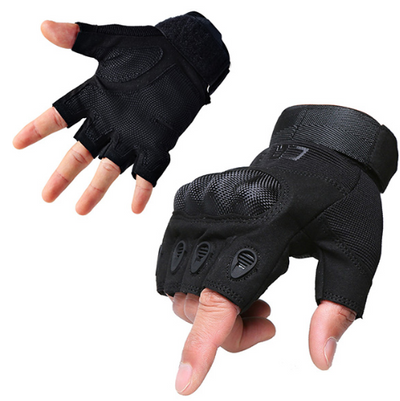 Tactical Gloves Army Military Men Gym Fitness Riding Half Finger Rubber Knuckle Protective Gear Male Tactical Gloves - Carvan Mart