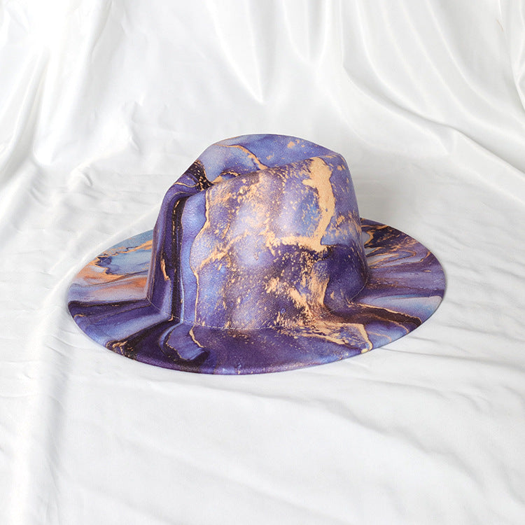 Gold-plated Hat Color Hat Bright Fur Fedora Double-sided Color Matching Hat - Purple M - Men's Hats & Caps - Carvan Mart