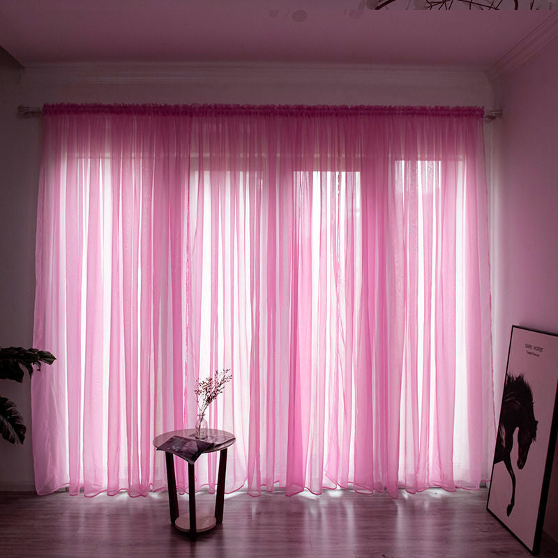 Simple And Modern Balcony Solid Color Gauze Curtain - Carvan Mart