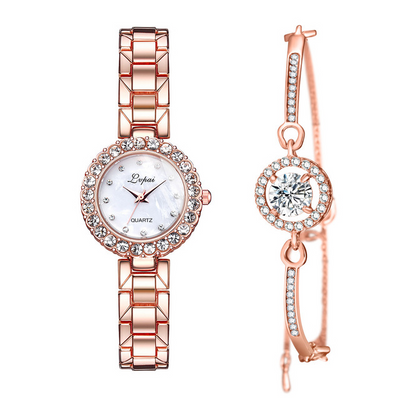 Watches-Set Bangle Clock Bracelet Wrist-Watch Quartz Women Fashion Ladies Brand Luxury - Carvan Mart