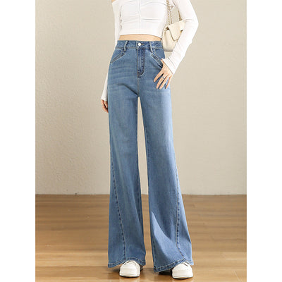 Women's High Waist Jeans Artistic Slightly Flared Low Rise Denim Jeans - Carvan Mart
