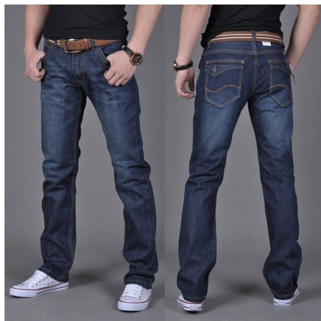 Men's Denim Long Pants Trendy Men's Denim Straight-Leg Pants - - Men's Jeans - Carvan Mart