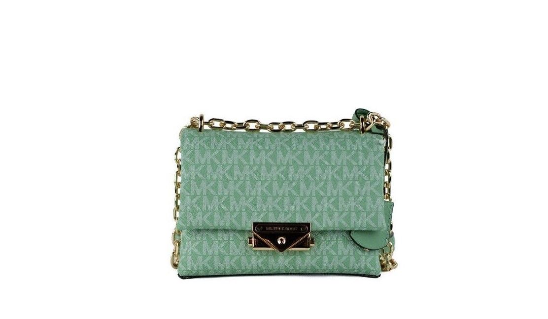 Michael Kors Cece Small Sea Green Signature PVC Convertible Flap Crossbody Bag - Sea Green - - Michael Kors