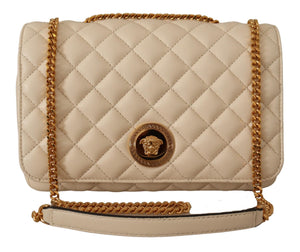 Versace Elegant White Nappa Leather Shoulder Bag - White - - Versace