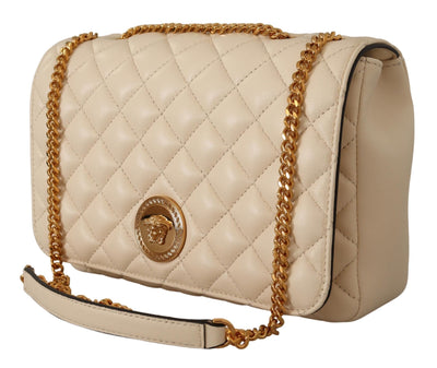 Versace Elegant White Nappa Leather Shoulder Bag - - - Versace