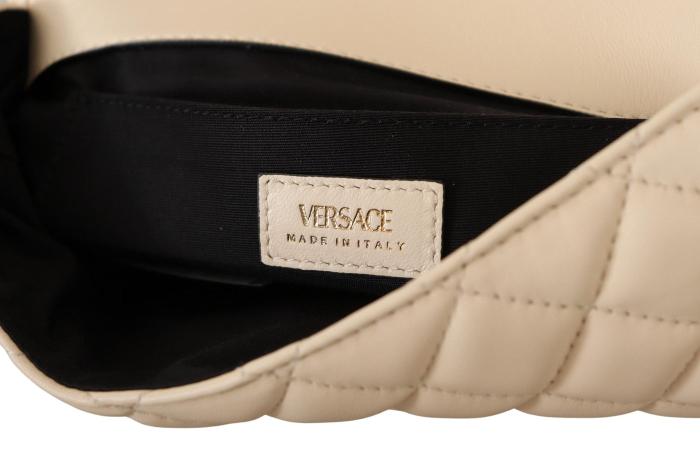 Versace Elegant White Nappa Leather Shoulder Bag - - - Versace