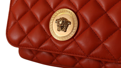 Versace Elegant Red Nappa Leather Crossbody Bag - - - Versace