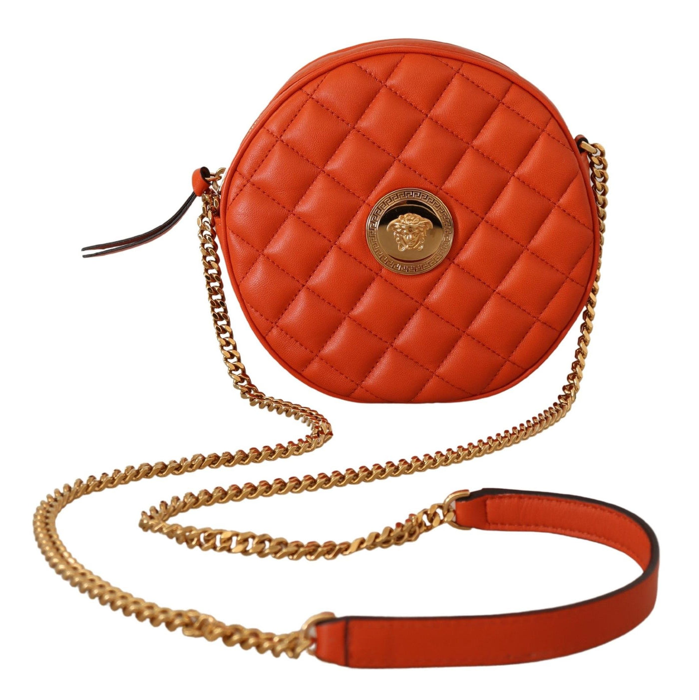 Versace Elegant Round Nappa Leather Crossbody Bag - Red - - Versace