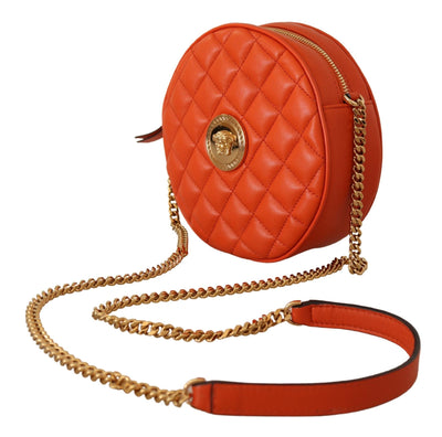 Versace Elegant Round Nappa Leather Crossbody Bag - - - Versace