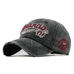 Cotton Washed Letter Hat Cowboy Retro Baseball Cap - Carvan Mart