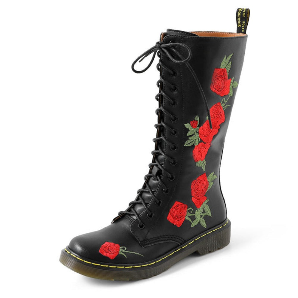 Embroidered Martens Vonda Softy T Womens High Leather Boot - Black - Women's Shoes - Carvan Mart