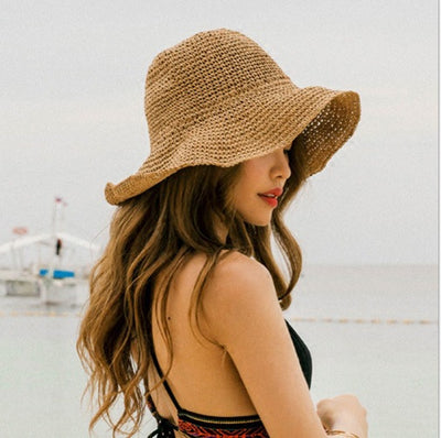 Summer Outing Sunscreen Hat for Women with Foldable Straw Hats Holiday Cool Hat Beach Hat - Carvan Mart