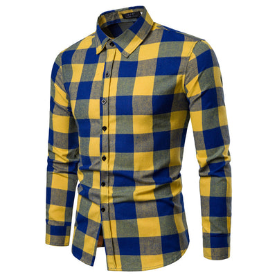 Classic Plaid Flannel Shirts Men's Fashion Hip Hop Shirt Streetwear Shirt - Carvan Mart