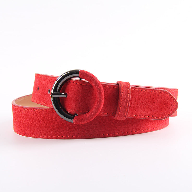 Round buckle belt wild lady pin buckle decorative belt - Carvan Mart