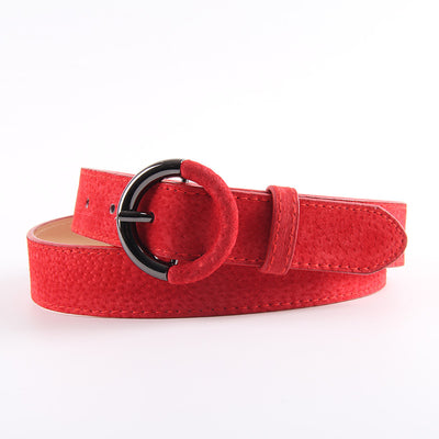 Round buckle belt wild lady pin buckle decorative belt - Red 105cm - Belts & Cummerbunds - Carvan Mart