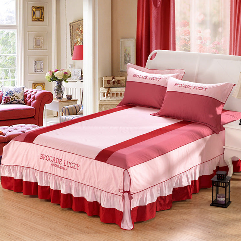 Solid color cotton bed skirt set of four - - Bedding Sets - Carvan Mart