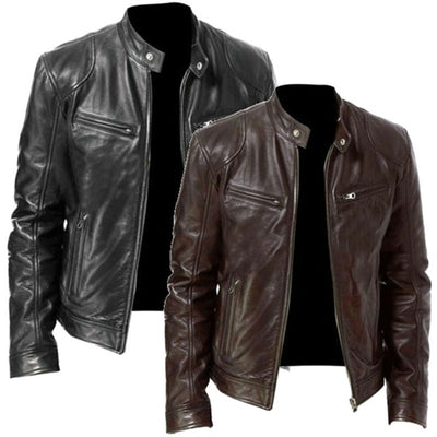 PU Leather Jacket Slim Leather Jacket - - Genuine Leather - Carvan Mart