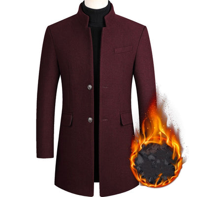 Men's Wool Coat Medium Length Leisure Suit Coat - Carvan Mart