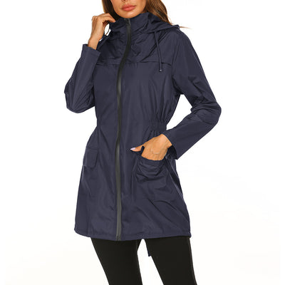 Women's Sports Wear Hooded Jacket - Navy Blue - Women's Coats & Jackets - Carvan Mart