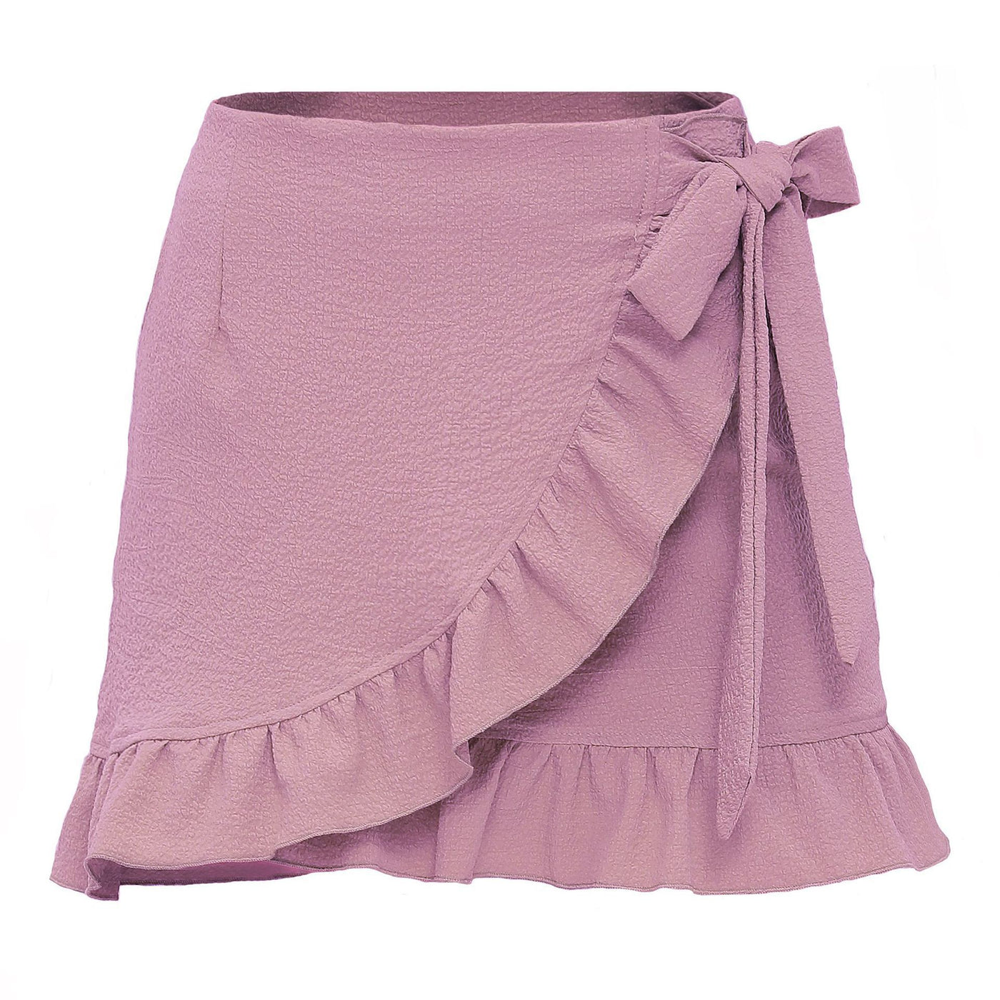 Pure Color Lace-up Zipper Puffy Ruffle Skirt - Carvan Mart