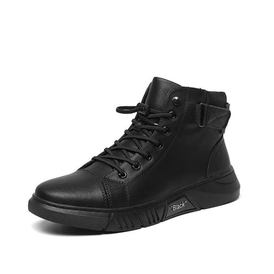 High-top Men's Shoes Martin Plus Cashmere Leather Boots - Carvan Mart