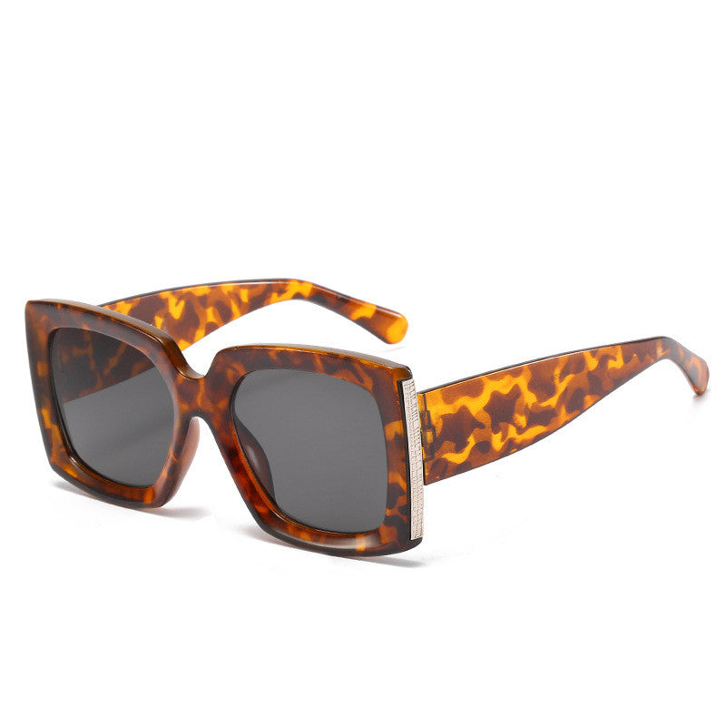 Trendy Large Frame Sunglasses Women Square Bright Black Sunglasses - Leopard print - Women's Sunglasses - Carvan Mart