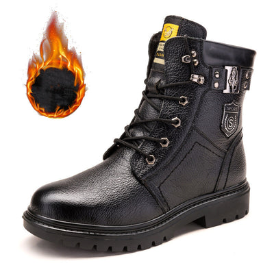 Plus Fleece Warm Cotton Boots High Top - Black Plus velvet - Men's Boots - Carvan Mart