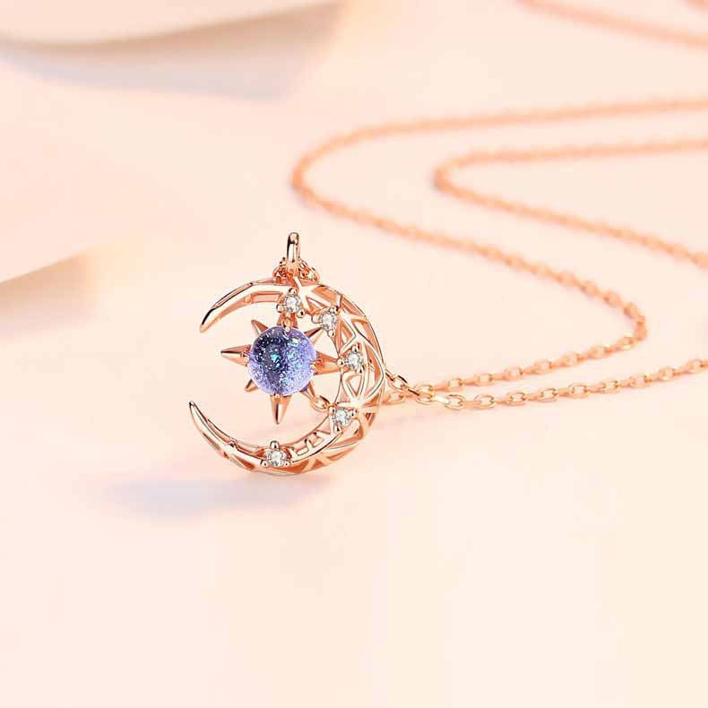 Female Trendy Necklace Explosive Style Star And Moon Necklace - - Necklaces - Carvan Mart