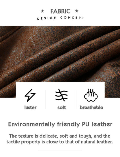 Leather men's plus cashmere motorcycle leather jacket - Carvan Mart Ltd
