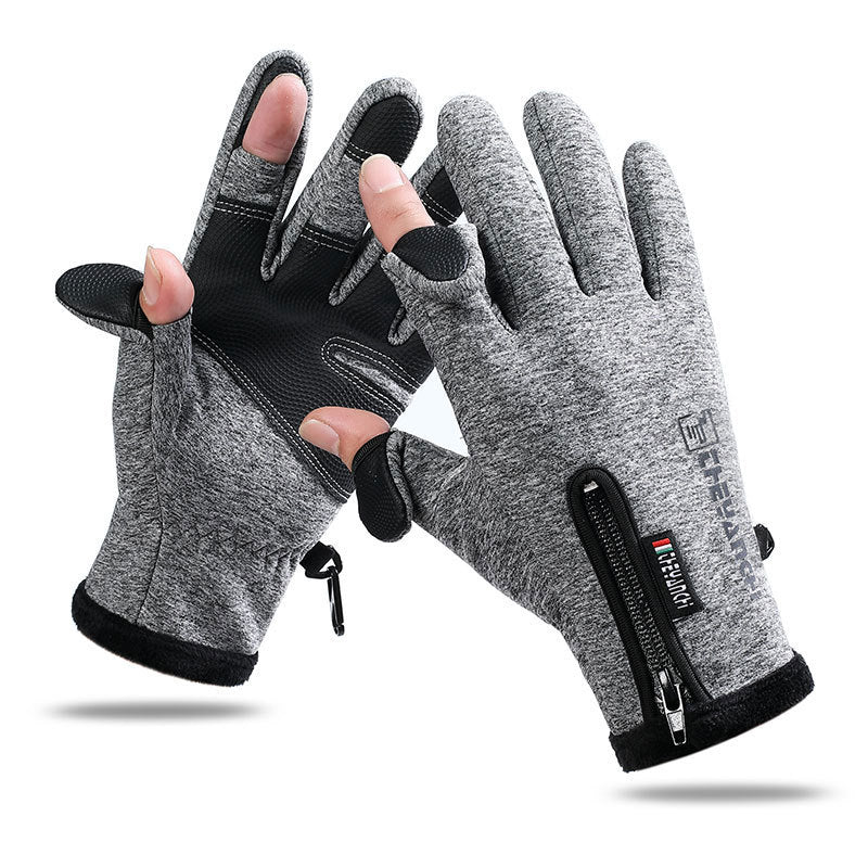 Opened-Finger Gloves Touchscreen Waterproof Windproof Warm Winter Gloves - Grey - Women Gloves & Mittens - Carvan Mart