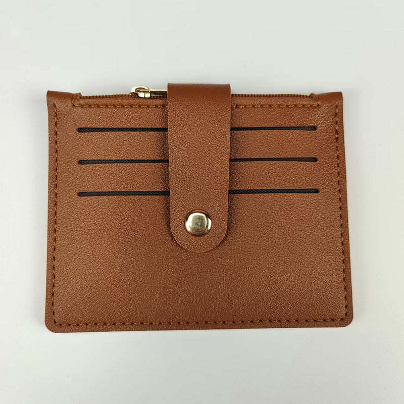 Short Small Card Holder Certificate Holder Women With Zipper - 014 Earth Brown - Women's Wallet - Carvan Mart