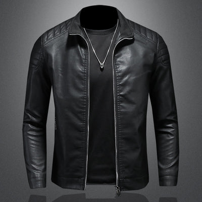 Men's Leather Motorcycle Jacket Thin Coat - Carvan Mart