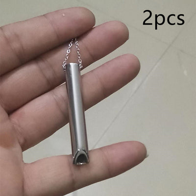 Breathing Pendant Meditation Decompression Cylinder Necklace - Steel color 2pcs - Necklaces - Carvan Mart